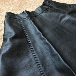 Black Leather-like Skater Skirt